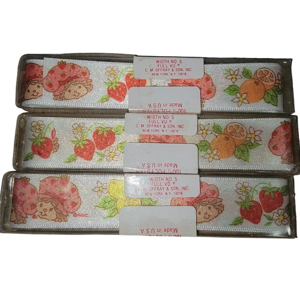 Strawberry Shortcake Offray AGC NEW deadstock Satin Ribbon 5 Yards 15 Ft.